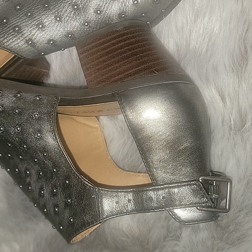 🎁FEELING LUCKY.  🎁🎁 Pewter  Slings with studs.. 2.5 heel.  As pictured
